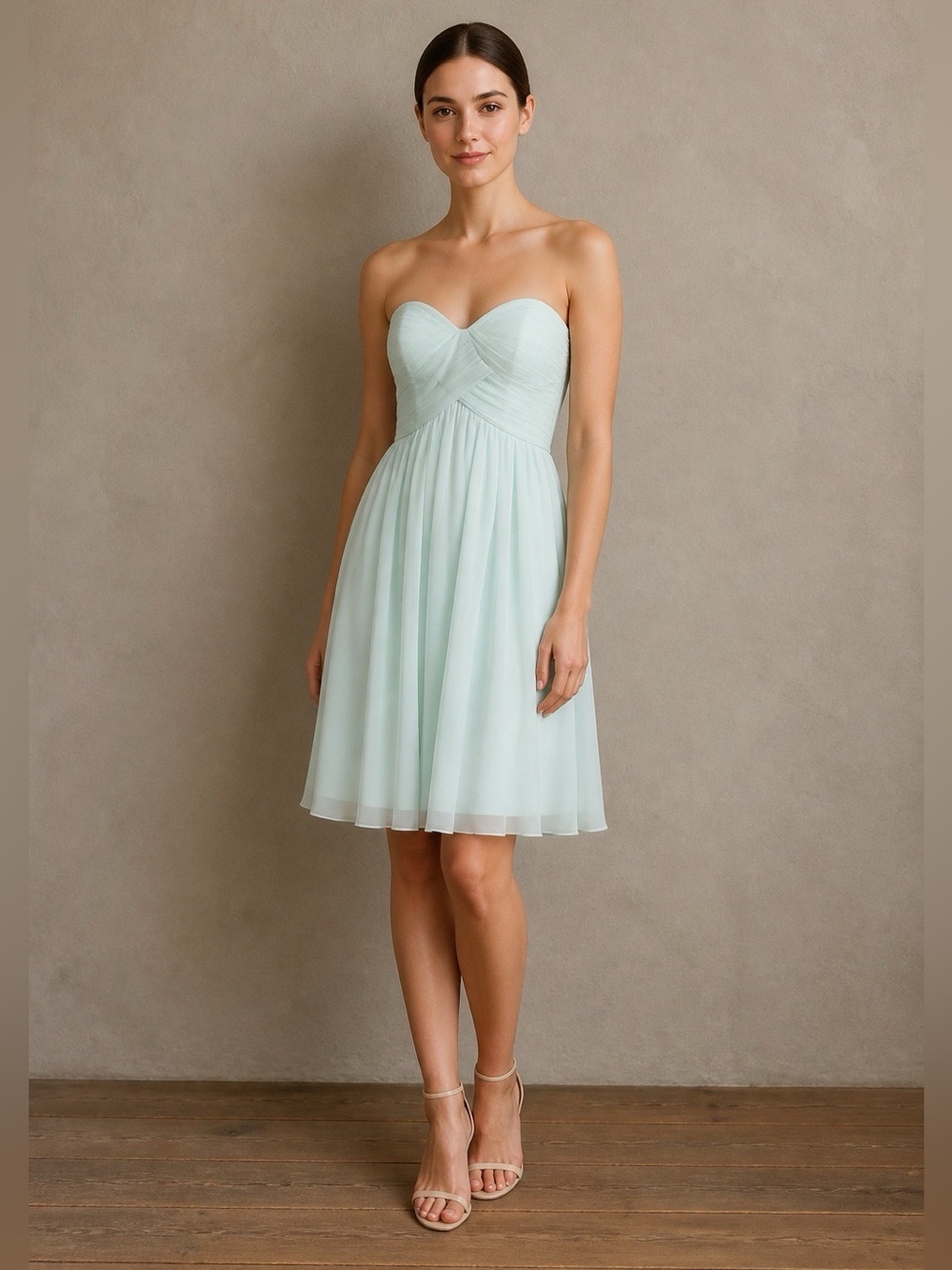 Donna Morgan 100% Silk Bridesmaid Sweetheart Strapless Dress Size 2